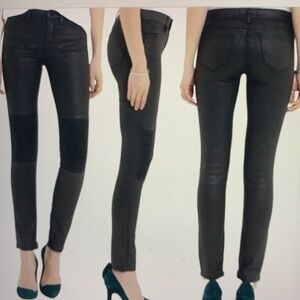 Madewell Skinny Skinny Moto Black Coated Jeans 26